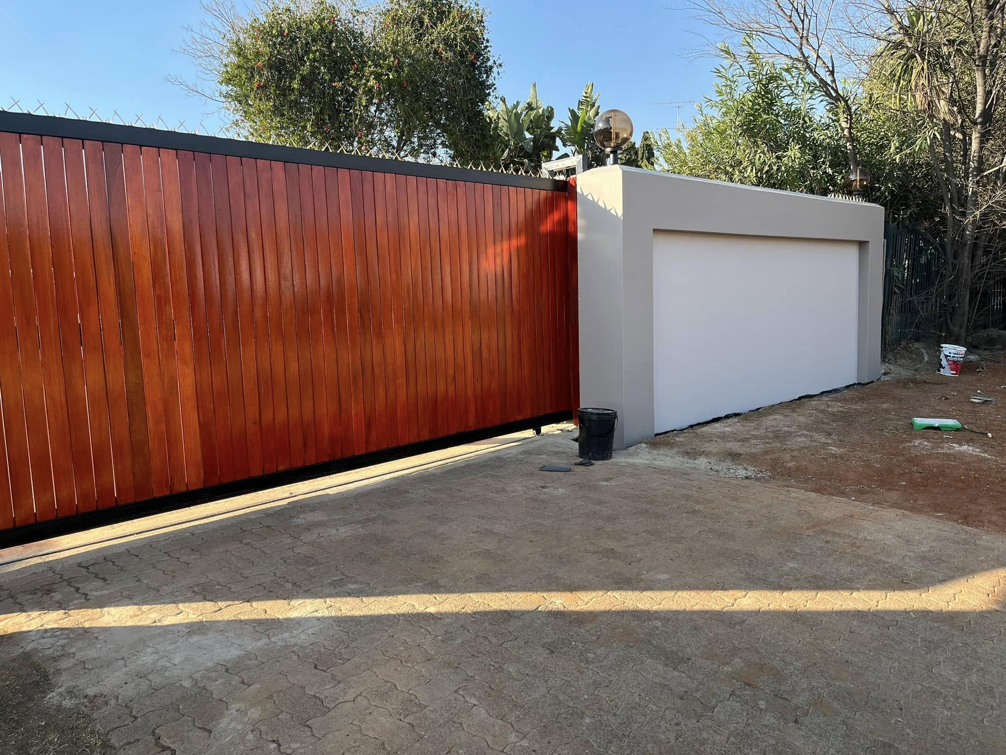 Custom-built entrance gate and boundary wall steelwork